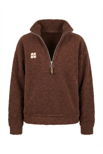 Sweatshirt Lucas Teddy Zip chocolat fabriqué en Italie