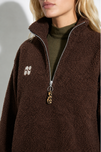 Sweatshirt Lucas Teddy Zip chocolat fabriqué en Italie