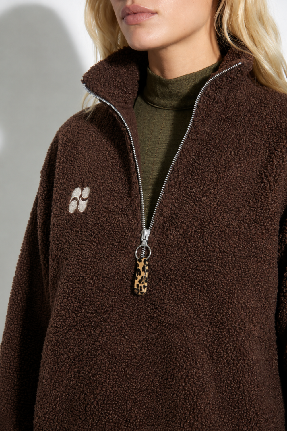 Sweatshirt Lucas Teddy Zip chocolat fabriqué en Italie