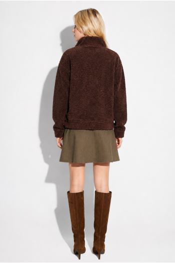 Sweatshirt Lucas Teddy Zip chocolat fabriqué en Italie