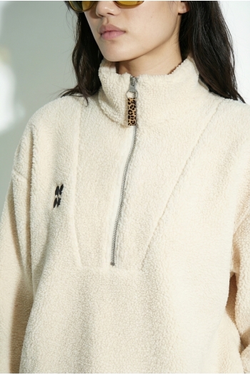 Sweatshirt Luca Teddy Zip naturel fabriqué en Italie.