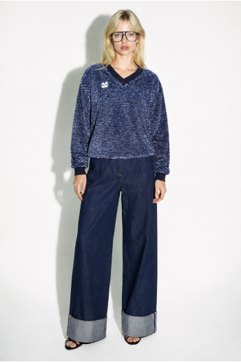 Sweatshirt Kravitz Fluffy Navy fabriqué au Portugal