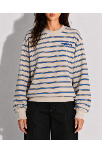 Sweatshirt Eddie Rayures beige fabriqué au Portugal