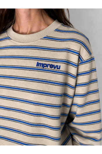 Sweatshirt Eddie Rayures beige fabriqué au Portugal