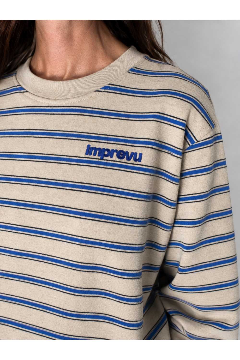 Sweatshirt Eddie Rayures beige fabriqué au Portugal