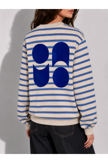 Sweatshirt Eddie Rayures beige fabriqué au Portugal