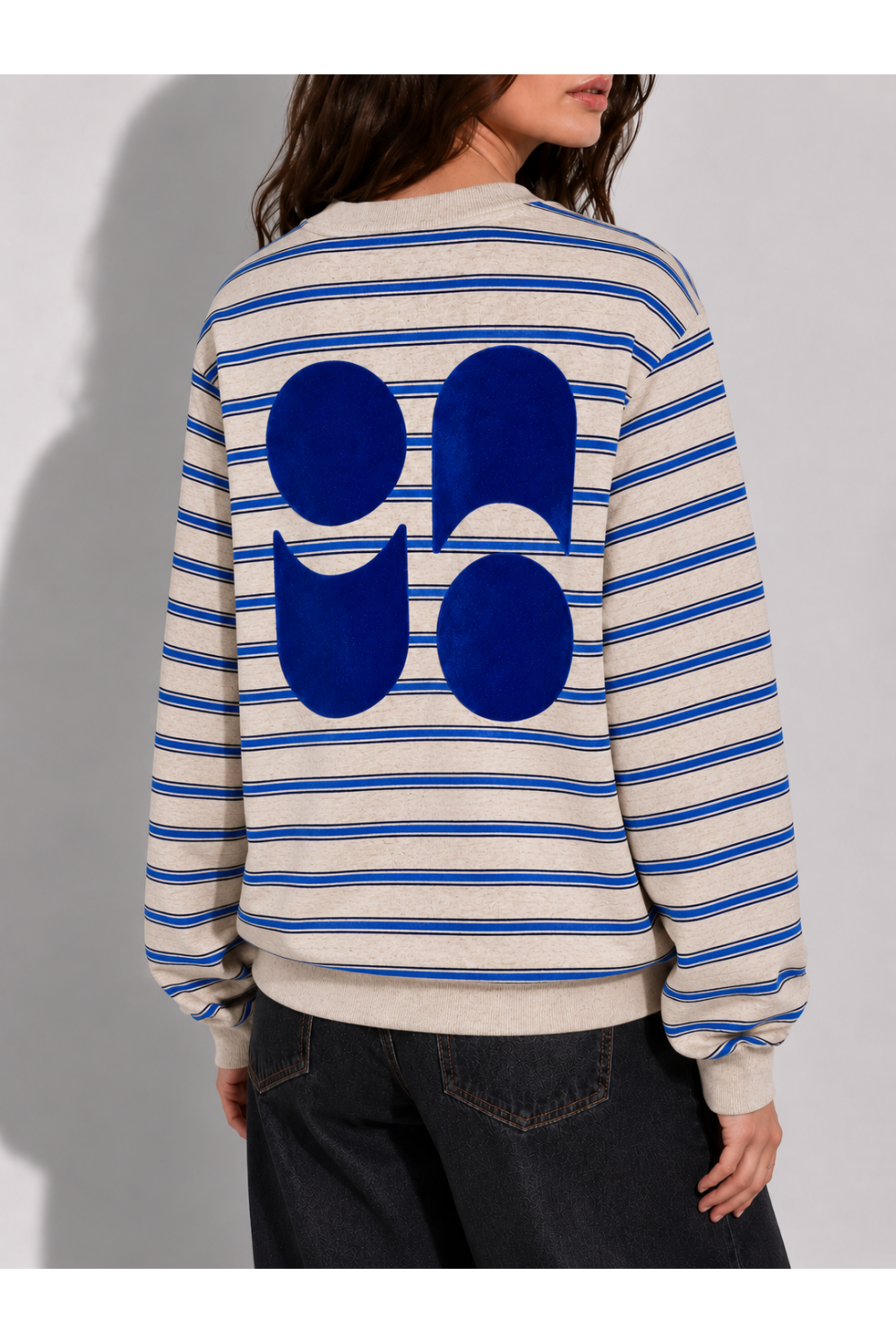 Sweatshirt Eddie Rayures beige fabriqué au Portugal