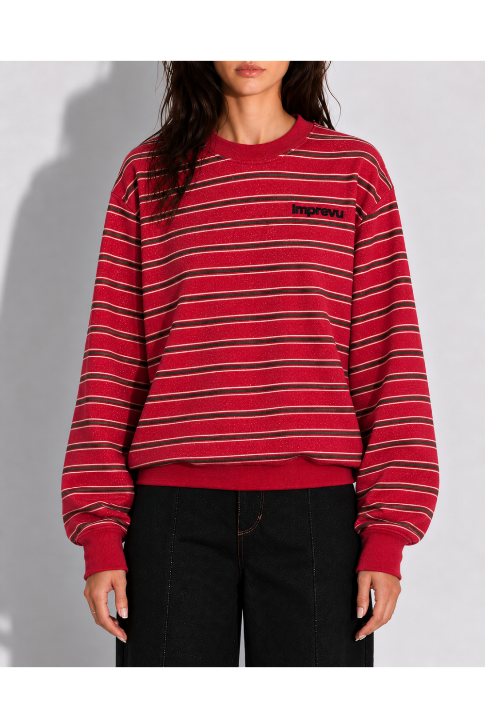 Sweatshirt Eddie Rayures red fabriqué au Portugal
