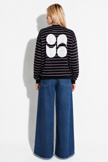 Le sweatshirt Eddie rayures bleu fabriqué au Portugal