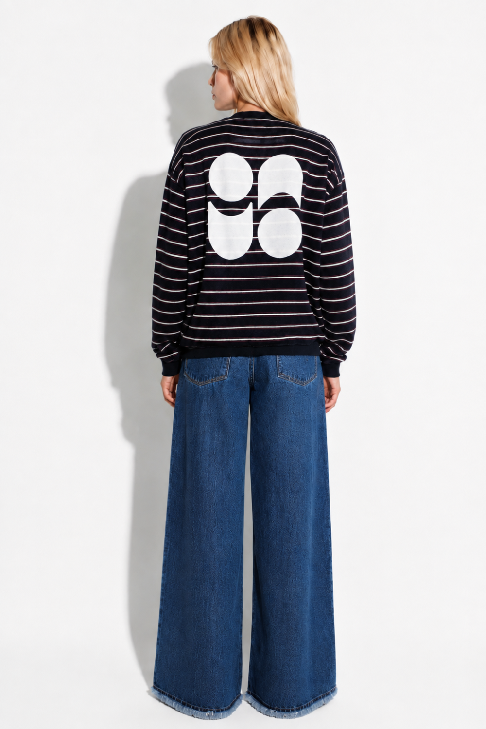 Le sweatshirt Eddie rayures bleu fabriqué au Portugal