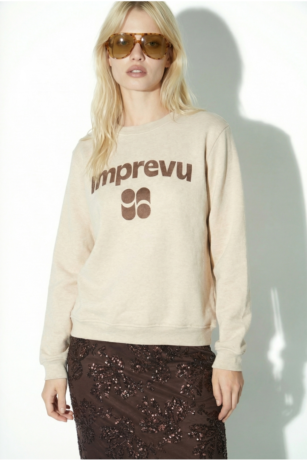 Sweatshirt Eddie Lurex chocolat fabriqué au Portugal