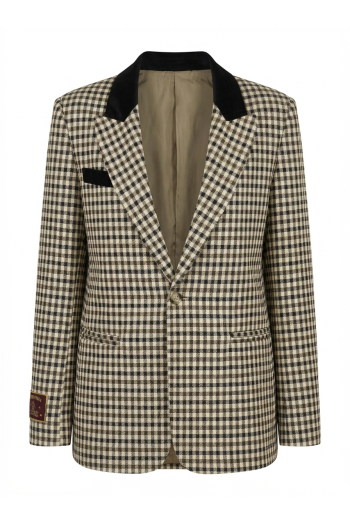 Blazer Ema pied de poule Kaki fabriqué en Italie