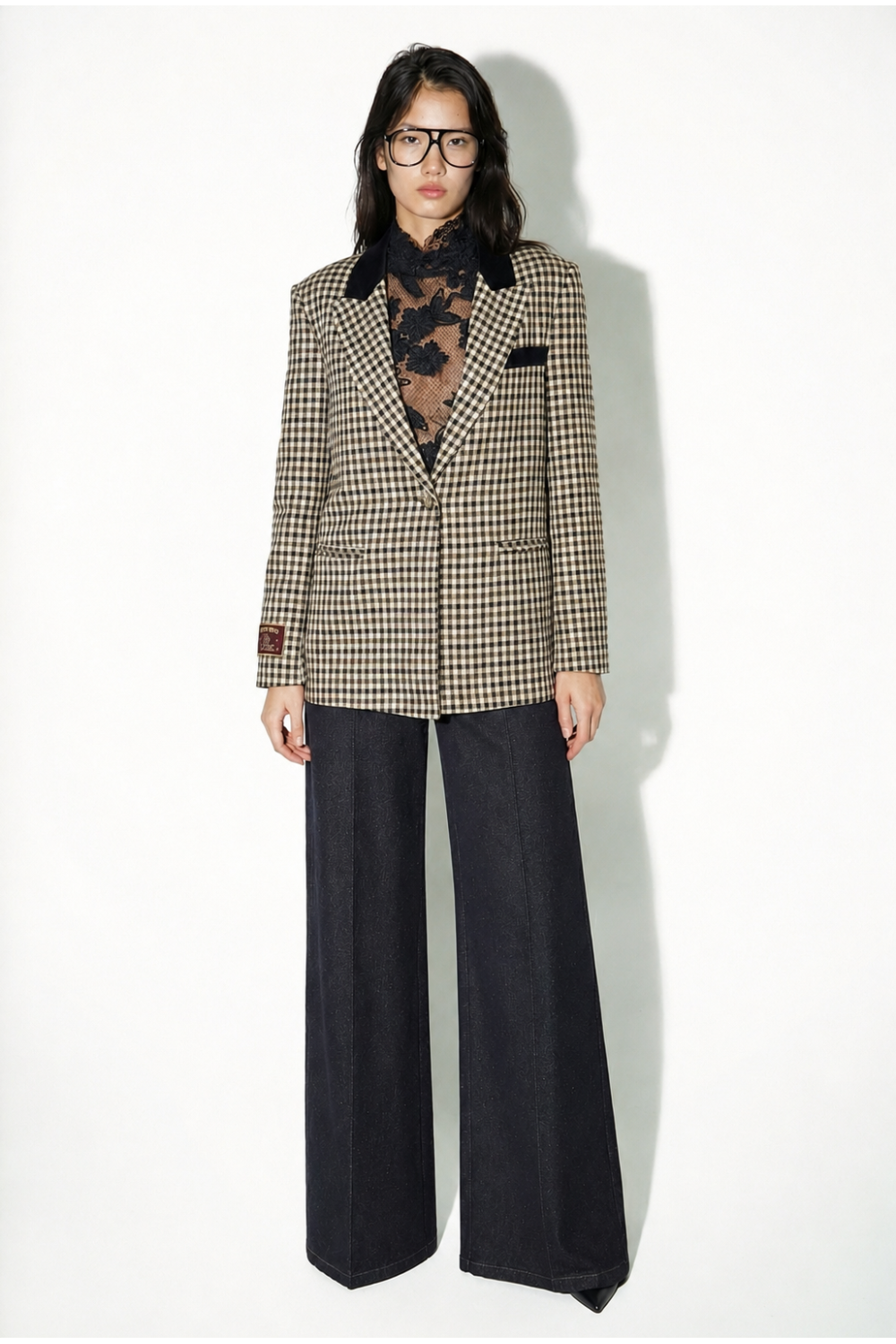 Blazer Ema pied de poule Kaki fabriqué en Italie