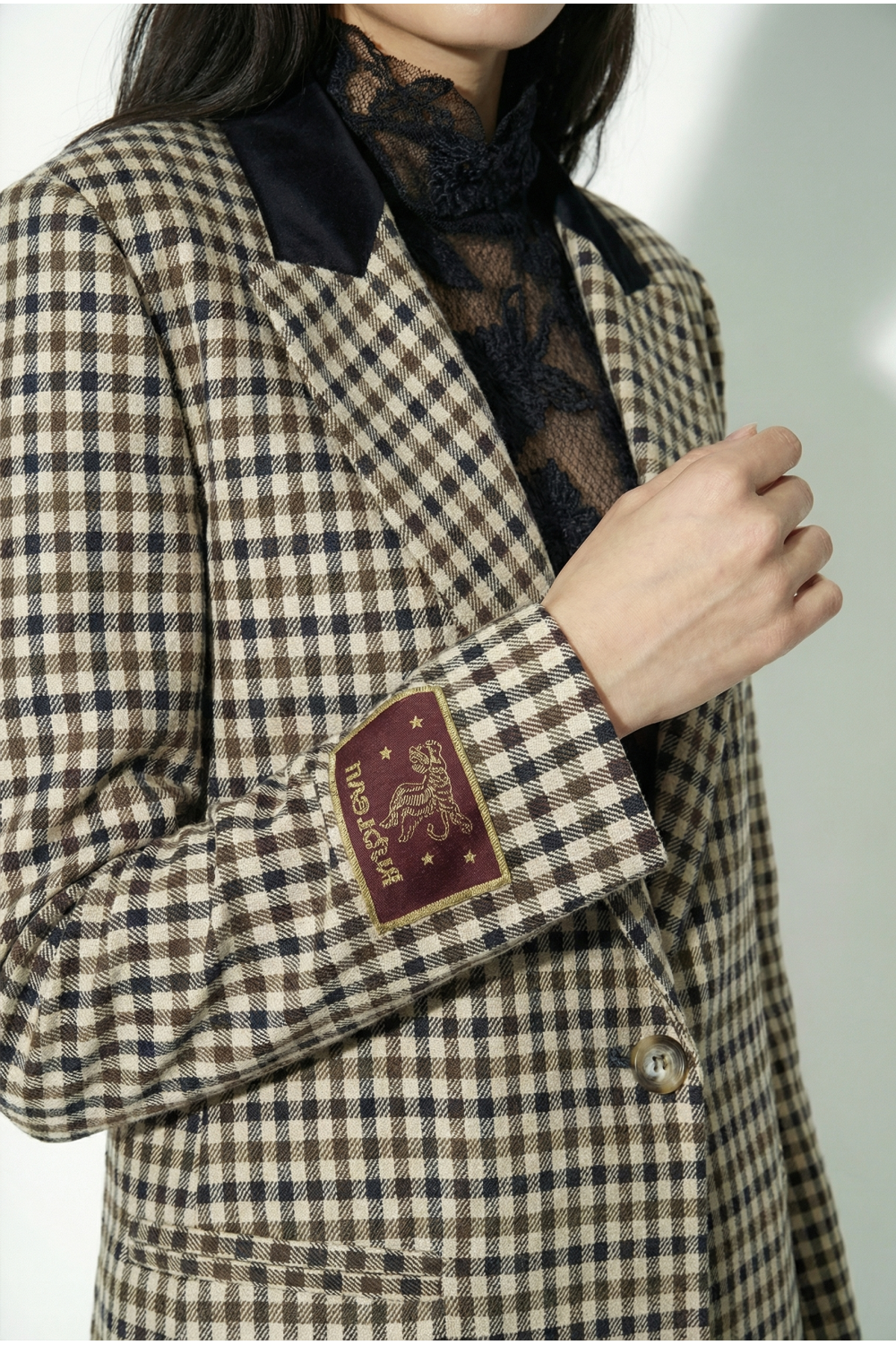 Blazer Ema pied de poule Kaki fabriqué en Italie