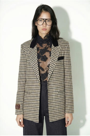 Blazer Ema pied de poule Kaki fabriqué en Italie