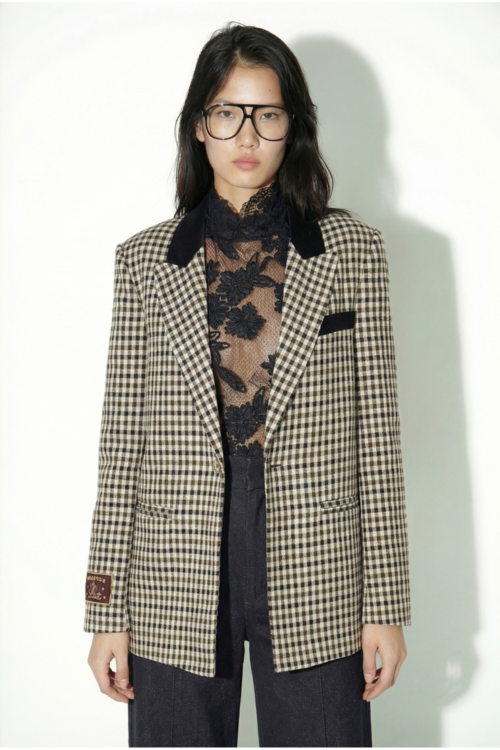 Blazer Ema pied de poule Kaki fabriqué en Italie