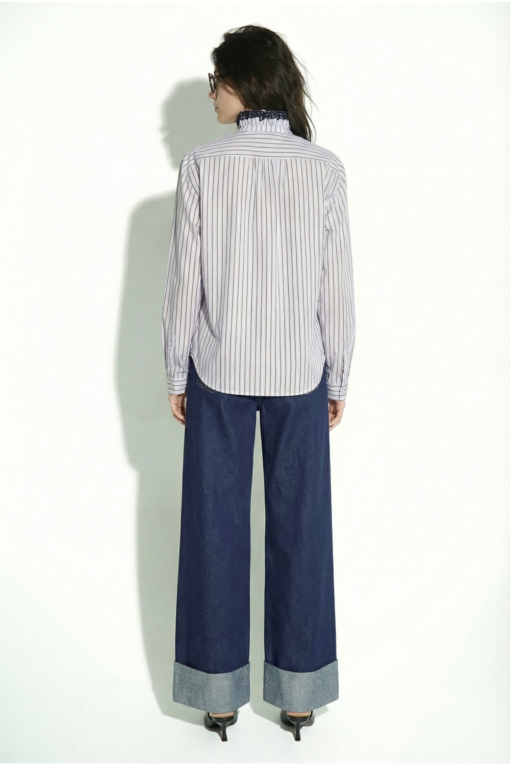 CHEMISE MALIA RAYURE BRODERIE VELOUR LIGHT BLUE