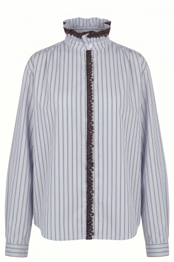 CHEMISE MALIA RAYURE BRODERIE VELOUR LIGHT BLUE