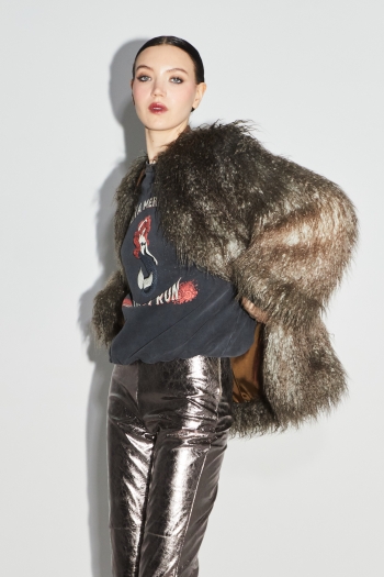 Zephyr tie and dye faux fur bomber