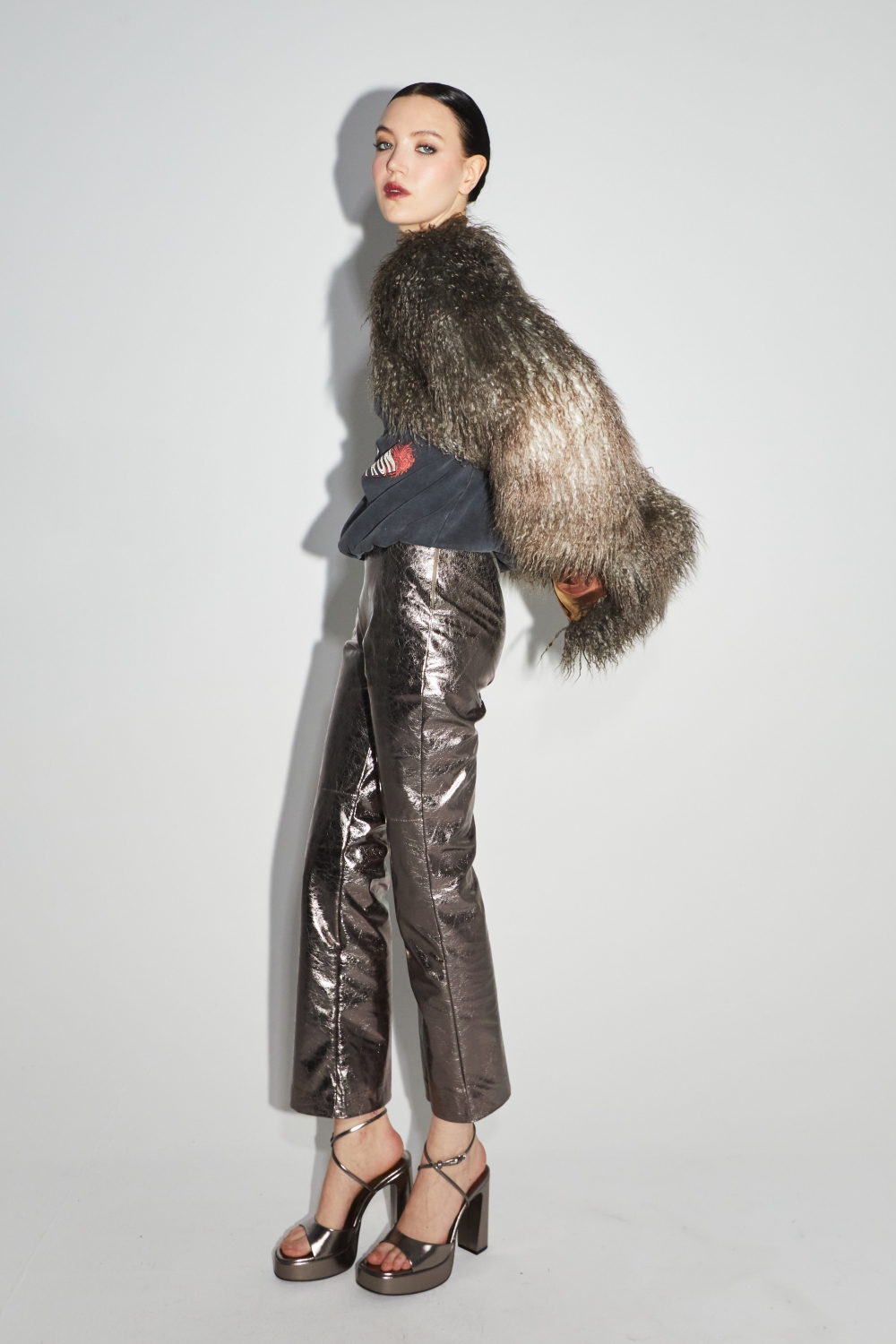 Zephyr tie and dye faux fur bomber