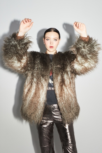 Zephyr tie and dye faux fur bomber