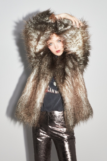 Zephyr tie and dye faux fur bomber