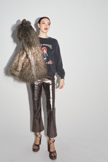 Zephyr tie and dye faux fur bomber